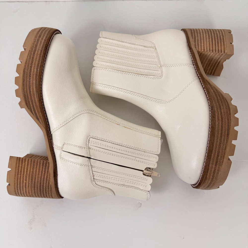 Oasis Society Aubrey Boot Women 8 White Platform Lug Sole Ankle Block Heel - Picture 3 of 14